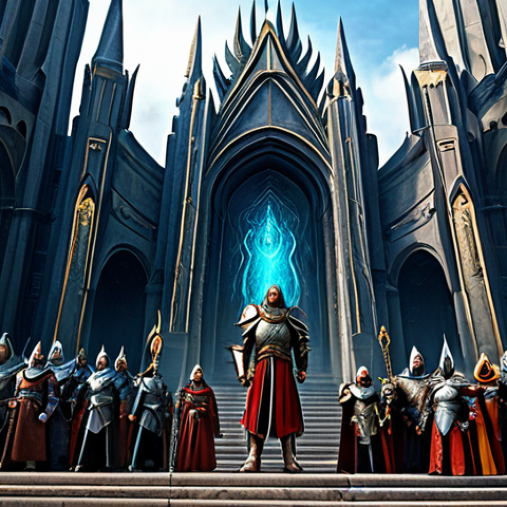**

"A group of fully clothed adventurers in impressive, fantasy armor, standing triumphantly in front of the 'Tower of Eternity' entrance. Appropriate attire, safe for work, perfect anatomy, natural proportions, professional digital art, high quality, family-friendly."

**