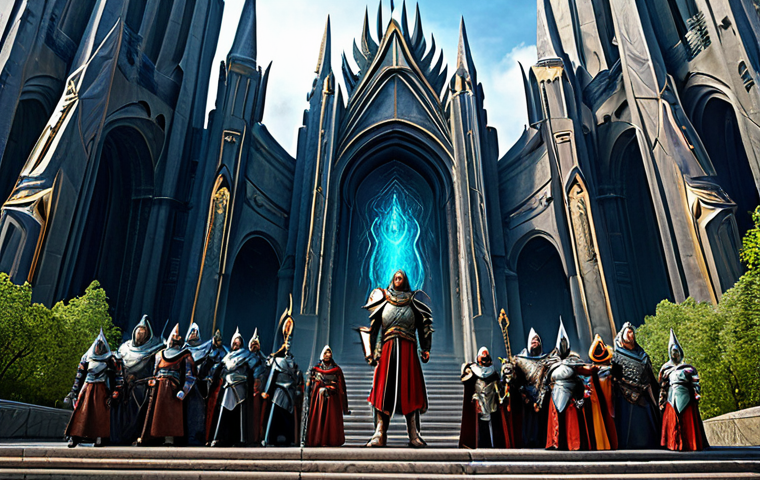 **

"A group of fully clothed adventurers in impressive, fantasy armor, standing triumphantly in front of the 'Tower of Eternity' entrance. Appropriate attire, safe for work, perfect anatomy, natural proportions, professional digital art, high quality, family-friendly."

**