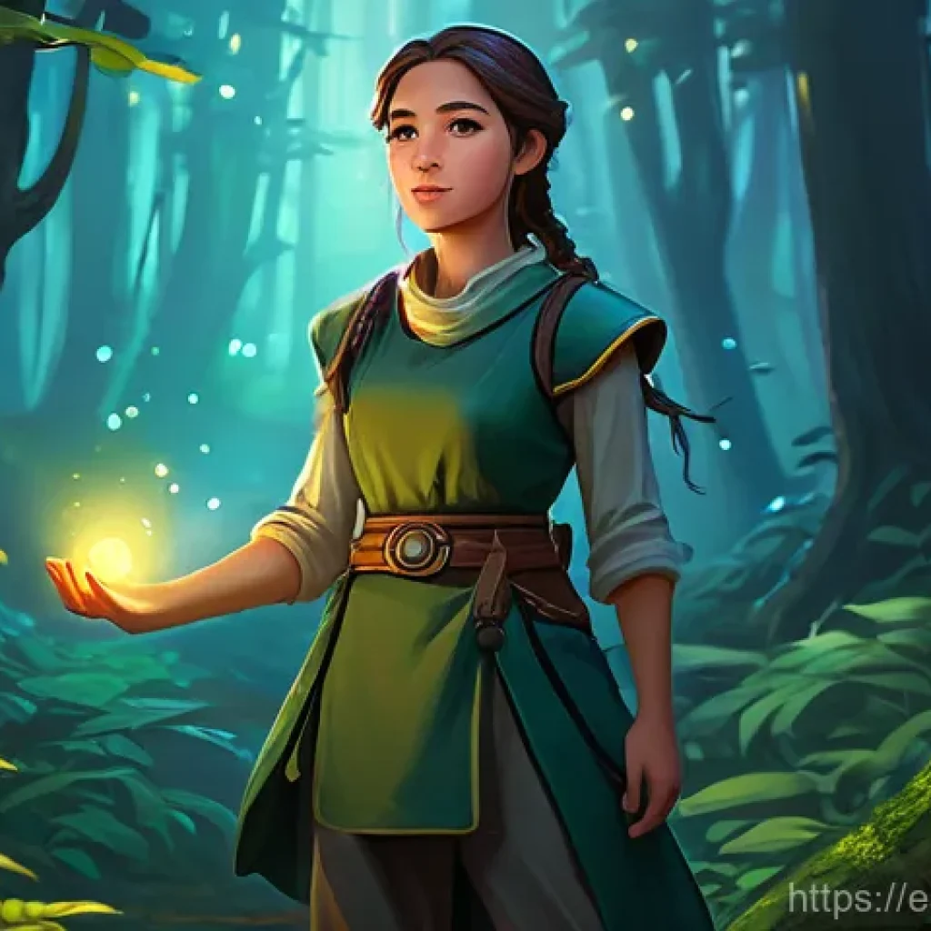 아이온 이벤트 참여 방법 - A skilled fantasy gatherer, appearing as a young adult or adult, wearing practical, comfortable, and...