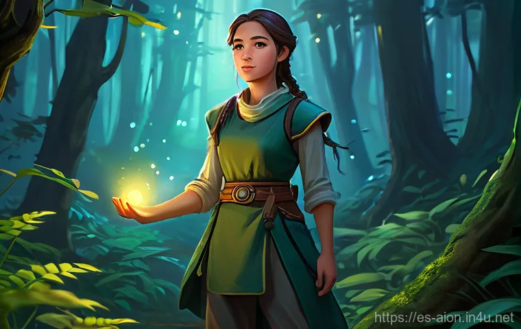 아이온 이벤트 참여 방법 - A skilled fantasy gatherer, appearing as a young adult or adult, wearing practical, comfortable, and...