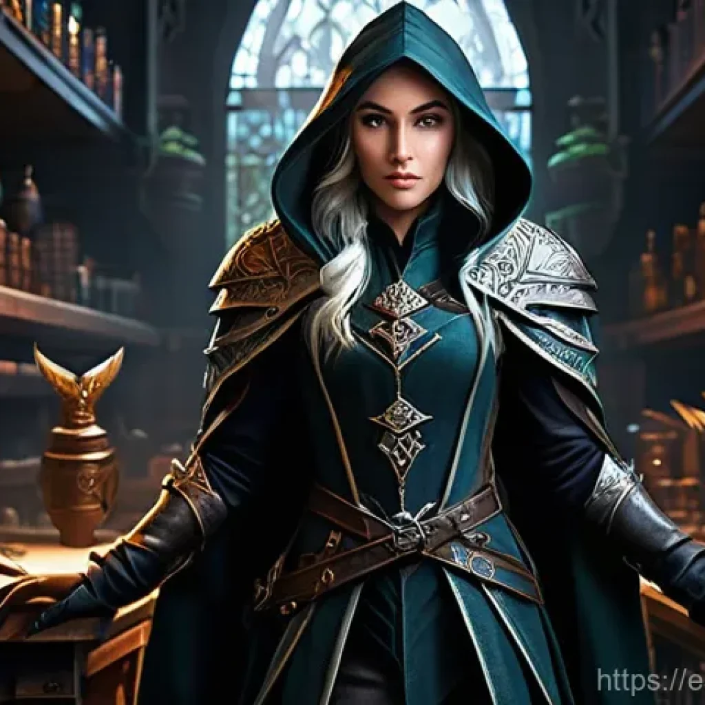 아이온 고급 인던 입장법 - **Prompt:** "A highly detailed, realistic rendering of a female elven rogue meticulously inspecting ...