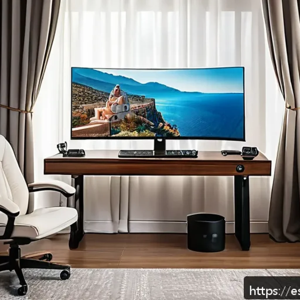 아이온 게임 설치 방법 - A cozy home office setup for a Spanish gamer preparing to install Aion, featuring a mid-range gaming...