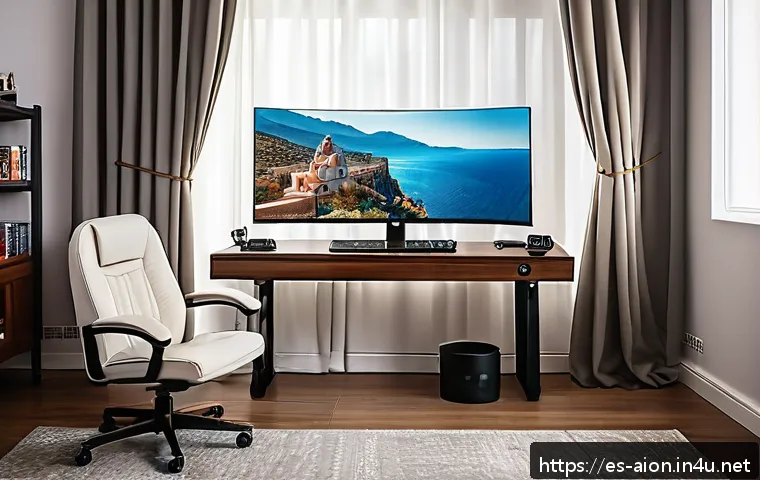 아이온 게임 설치 방법 - A cozy home office setup for a Spanish gamer preparing to install Aion, featuring a mid-range gaming...