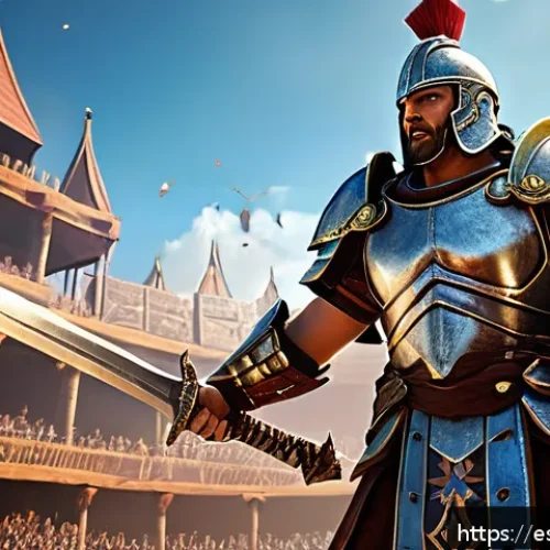 아이온 PvP 포인트 효율적 쌓기 - A dynamic PvP battle scene in a fantasy MMORPG setting, featuring a Gladiator wearing heavy armor wi...