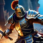 아이온 유저 가이드 제작 - A dynamic PvP battle scene in a fantasy MMORPG setting, featuring a Gladiator class character in det...