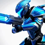 아이온 AP 소비 전략 - A tactical RPG character named Ion in a dynamic battle stance, wearing detailed futuristic armor wit...