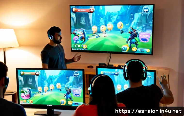 아이온 레이드 파티 구성 - Photorealistic cinematic scene of five Spanish-speaking friends forming a fantasy MMO raid party in ...